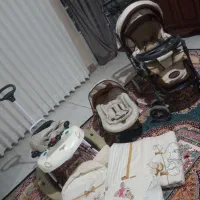 ست کامل سرویس کالسکه رنگ کرم قهوه‌ای