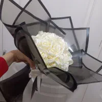 دسته گل روبانی سفید شیری