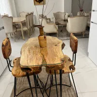 میز صبحونه خوری  با چوب زیتون به همراه گلدان زیتون