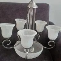 لوستر ۵شاخه استیل سفید زیبا
