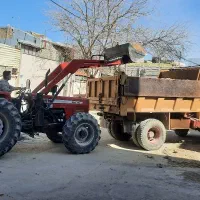 تراکتور بیل دار و ماشین کمپرسی ماسه خاک مصالح ساخت