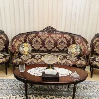 مبل استیل فرحی چوب اصل گردو با ناهار خوری