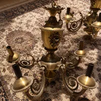 لوستر برنجی طلایی پنج شعله