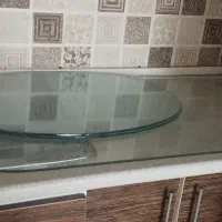 ۳عددشیشه میز استیل بیضی سفید۸میل