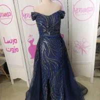 پیراهن مجلسی تماما سنگ مدل دو دامنه