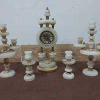 ست ساعت و شمعدان سنگی ( مرمری)
