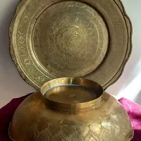 کاسه و بشقاب قدیمی برنجی سایز بزرگ