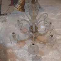 ۲عدد لوستر کریستال ۶ شاخه همراه دیوارکوب ۲عدد