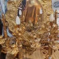 آینه شمعدان آبکاری طلا رنگ ثابت