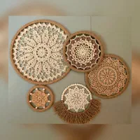 دیوارکوب ماندالاحلقه کنفی سبک بوهو ۵تایی