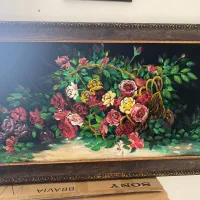 تابلو جیر طرح سبد گل نو