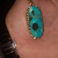 گردن آویز فیروزه قاب برنجی