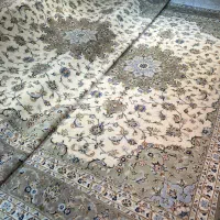 فرش دستباف جفت ۹ متری کاشان کرم دستبافت