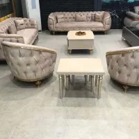 مبل گرد هشت نفره/رنگ‌بندی دلخواه/پایه چوبی و فلزی.