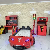 تخت ماشین کودک مدل فرمول یک با چراغ وریموت