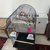 قفس بزرگ با اسباب بازی جای غذا و آب