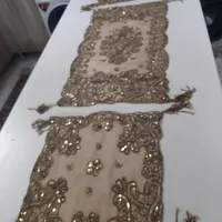 رومیزی سه تکه و رانر حریر سنگ دوزی نو نو|پرده، رانر، رومیزی|تهران, نواب|دیوار