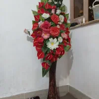 گلدان  سفالی گل مصنوعی
