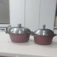 قابلمه گرانیتی درب استیل ، دو عدد سایز 24 و 30