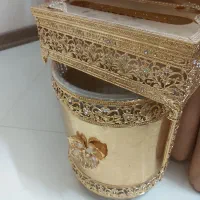 ست سطل و جا دستمالی و جا قاشقی طلایی