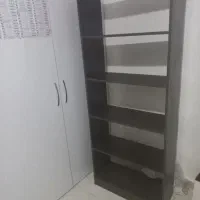 کتابخانه با میز ست قهوه ای