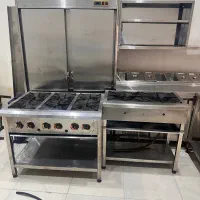 فروش تجهیزات کامل سوشی بار  تاپینگ، گاز ۶ شعله هود