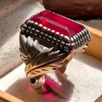 انگشتر نقره یاقوت اتمی دست ساز