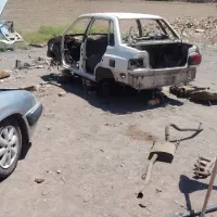 ماشین اسقاطی اروقی سوخته تصادفی دو تیکه