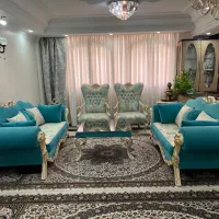 مبل ۸ نفره چوب راش همراه با کاور پارچه ای
