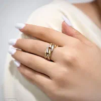 انگشتر تمام تراش مدل زنجیری عیار ۹۲۵ نقره برف
