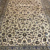 فرش ۱۲ متری دستباف کاشان نقشه افشان مارکدار سالم