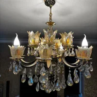 لوستر برنجی آب طلا شده 14 شاخه