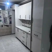 کابینت mdf همراه با هود و سینک ظرف شویی