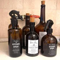 سرویس ست ۵ تکه بطری روغن و سرکه شیشه‌ای اسپری دار
