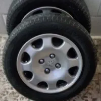 چهار حلقه رینگ و لاستیک پژو کارکرده، سالم
