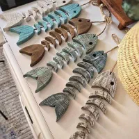 اسکلت ماهی چوبی پتینه ورنگی