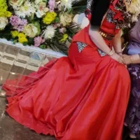 لباس مجلسی قرمز و پلنگی ترک ۳۸