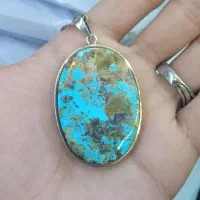 مدال نقره روس فیروزه نیشابور با زنجیر استیل