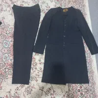 مانتو و شلوار اداری مزون دوز سایز ۳۸، سرمه ای تیره