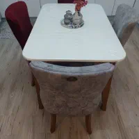 میز ناهار خوری  طوسی وزرشکی