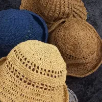 کلاه دست بافت گیاهی رافیا دوحالته