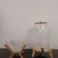 ست کلمن و کاسه پایه دار چوبی