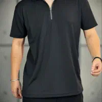 تیشرت یقه دار نیم زیپ مردانه