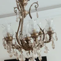 یک جفت لوستر برنجی 6شاخه و 7شعله