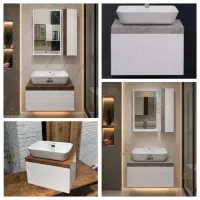 روشویی کابینتی ۶۰×۴۰ PVC با آینه باکس