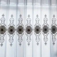 پرده سفید گلدوزی زیبا نو مناسب عروس