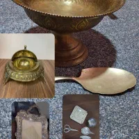 ظروف برنجی سینی شیرینی خوری جا سیگاری جا میوه و...