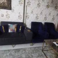 مبلمان 7 نفره دورنگ با میز نهارخوری دونفره