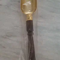قاشق آجیل خوری طلایی دسته چوبی