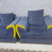 مبل ۷نفره کارکرده همراه با میز ۴تا گل میز